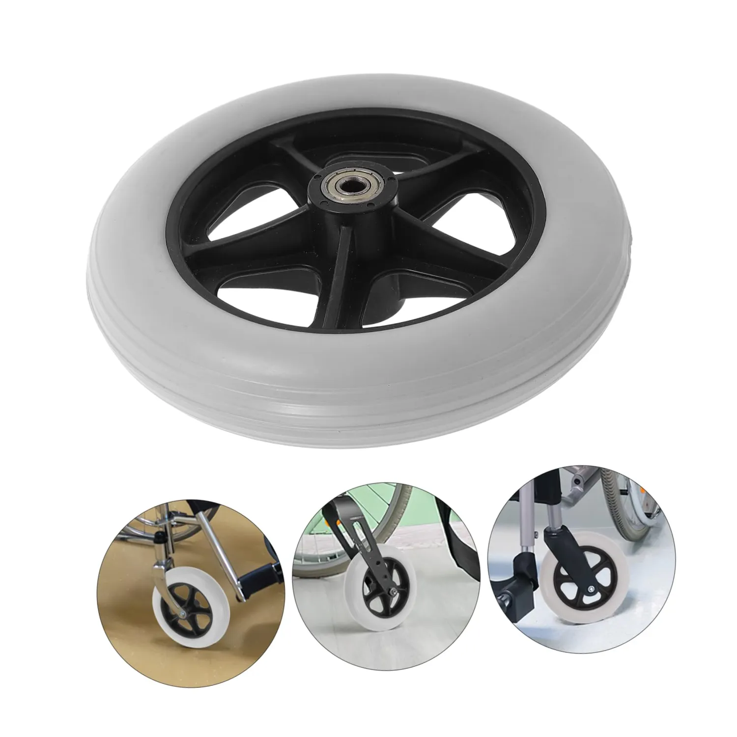 Angoily ruote anteriori sedia a rotelle PVC 2 pezzi grigio