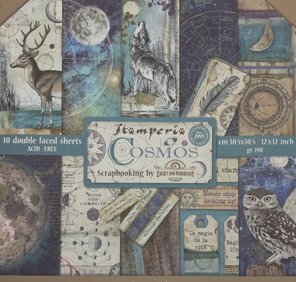 Stamperia Cosmos set carte scrapbooking 30x30 cm 10 fogli doppia faccia
