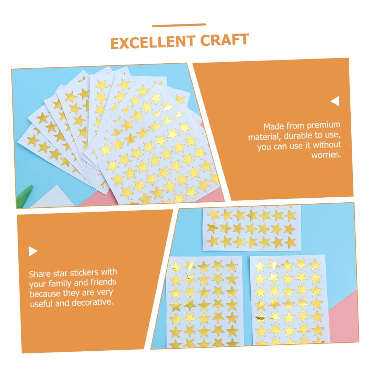 Angoily Stelle Adesive Oro 50 Fogli PVC piccole premio