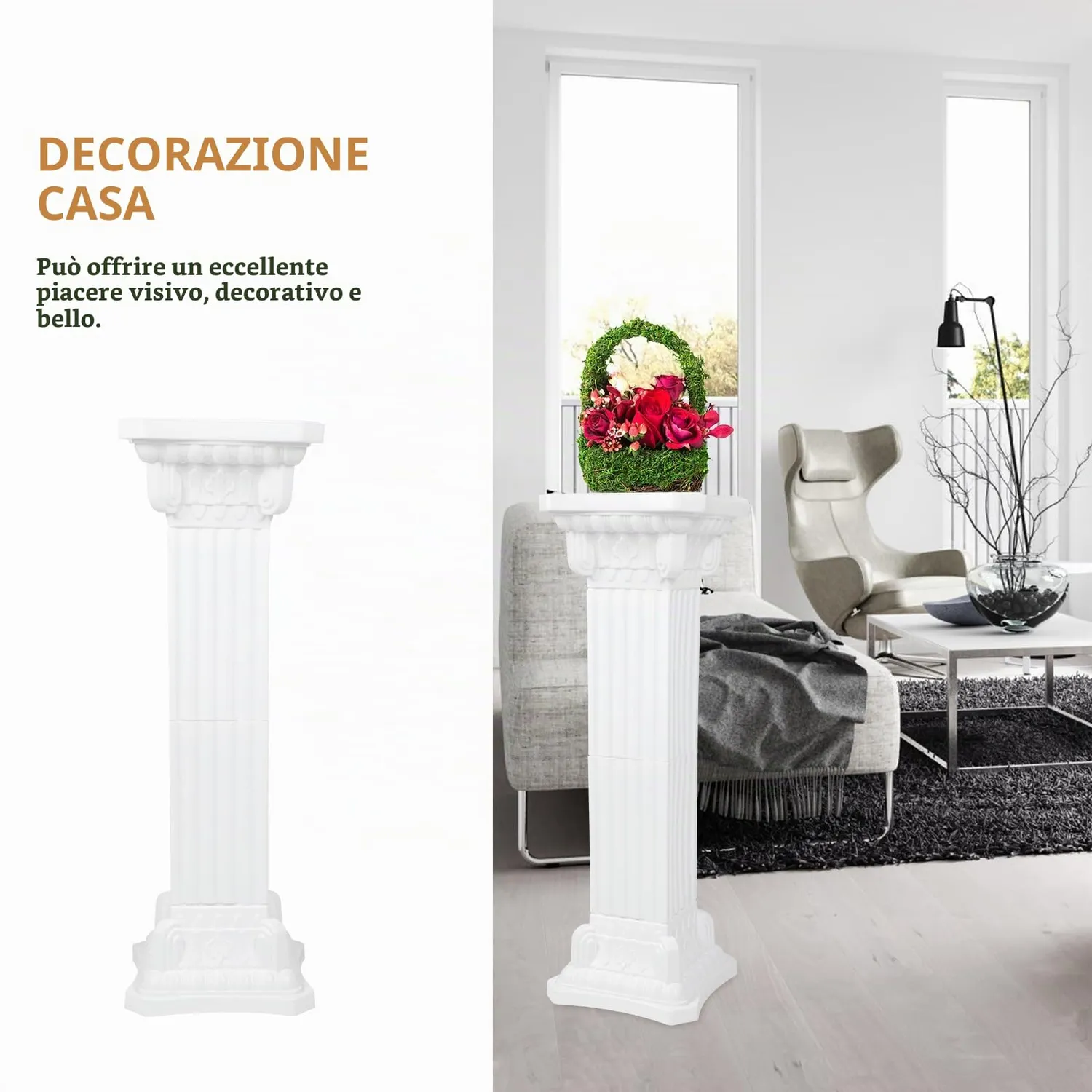 Angoily Colonna Romana portafiori decorativa bianca