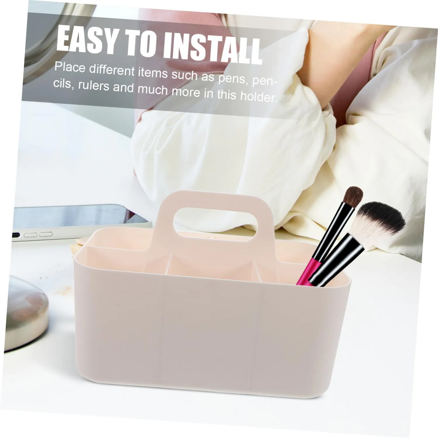 Angoily organizer scrivania bianco plastica con maniglia